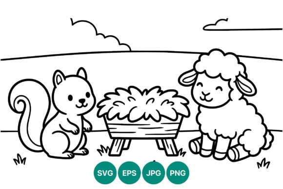Download Cute Squirrel and Sheep Line Art - Sheep line art Collection