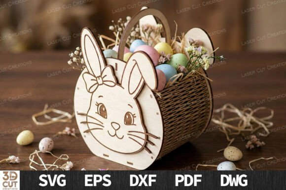 Download Cute Bunny Bow Easter Basket SVG - Easter basket svg Collection