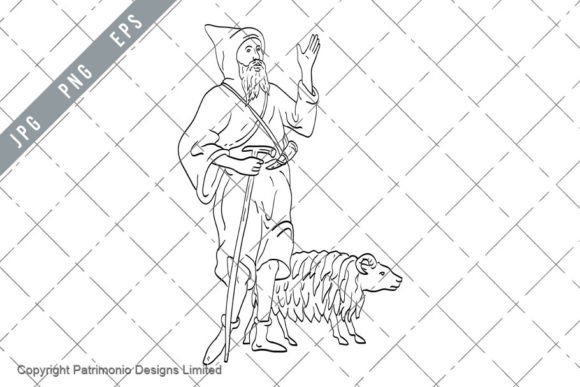 Download Medieval Shepherd Sheep Line Art Drawing - Sheep line art Collection