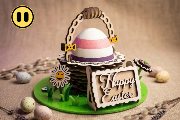 Download Egg in an Easter Basket SVG / STL - Easter basket svg Collection