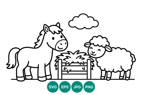 Download Black White Horse Sheep Line Art - Sheep line art Collection